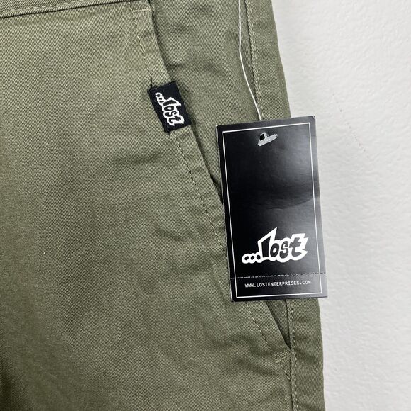Lost Masters of Mayhem Chino Green Shorts Mens Size 32 Flat Front NWT - Picture 3 of 9